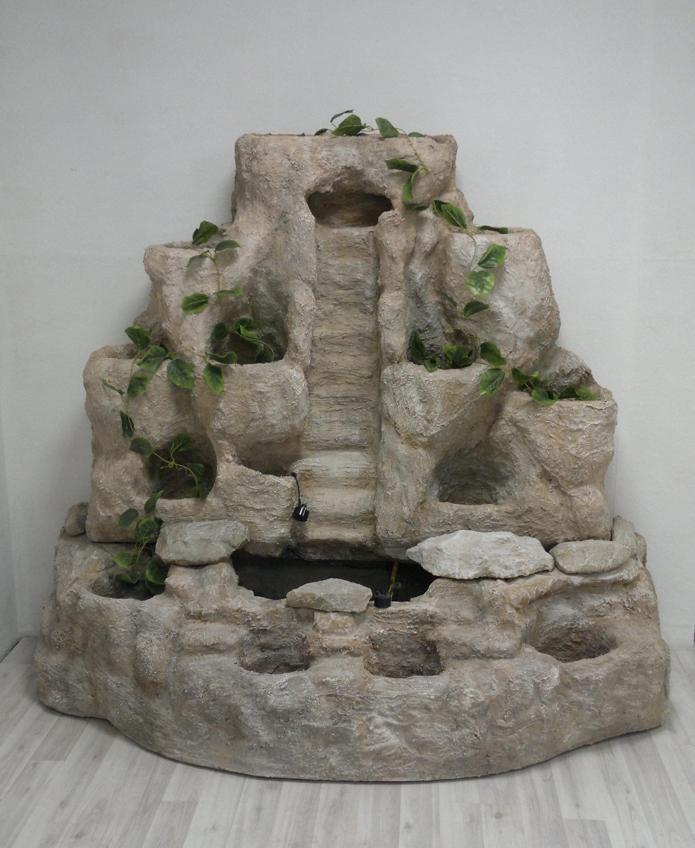 Напольный пристенный фонтан с кашпо,  фонтан
